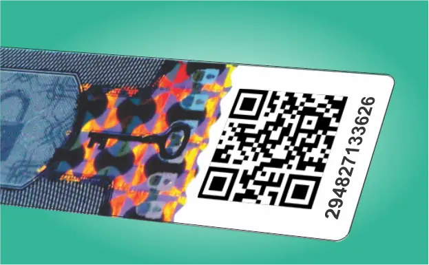 A tax stamp with security features.