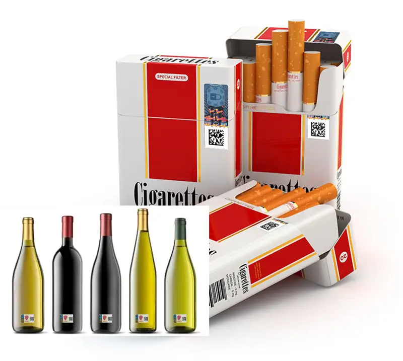 Examples of tax stamp brand protection products.